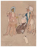 Jules Pascin Figures with Dogs 1910